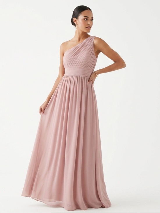 Dresses & Skirts - Bridal Bridesmaid Wedding Guest Elegant Rose Pink One-Shoulder Dress size Small